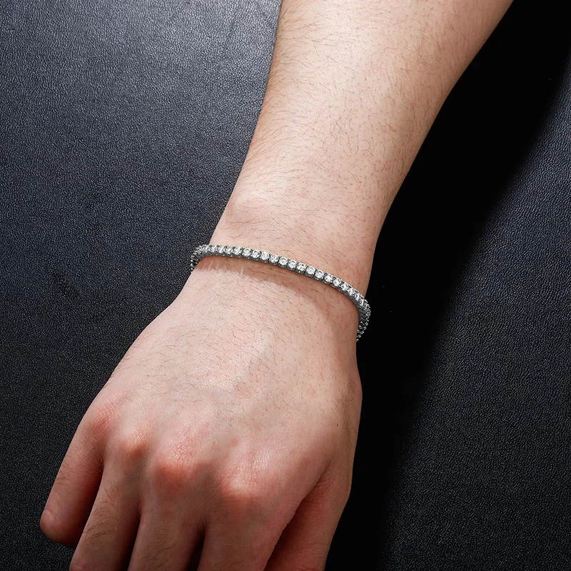 Женский браслет из серебра 2021 пробы с муассанитом и покрытием 925 3-5 мм