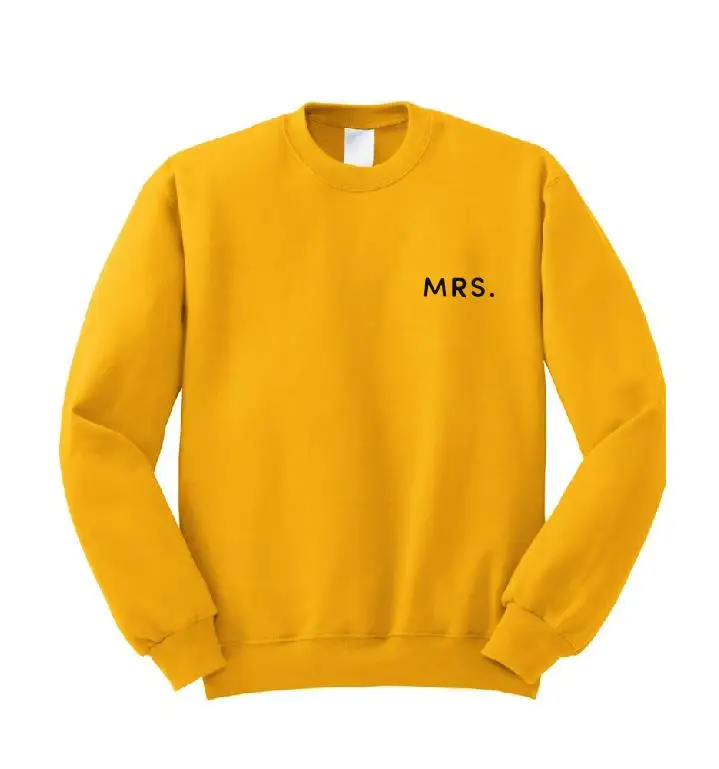 yellow t black MRS Кружки мистер и миссис просто женатый свитер помолвка анонс медовый месяц рубашка туристическая невеста, чтобы быть женихом соответствующие Топы Свадебный медовый месяц - Цвет: yellow t black MRS