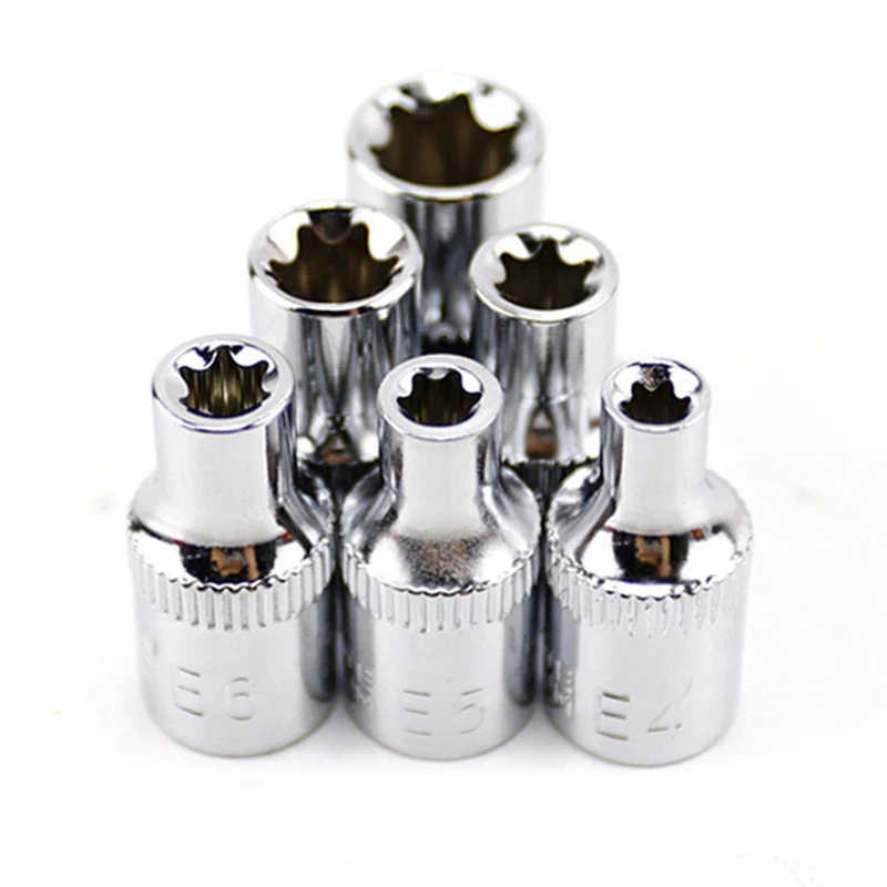 

E4 E5 E6 E7 E8 E10 Drive Sockets 6pcs 1/4 Inch Torx Star Female Hand Tools