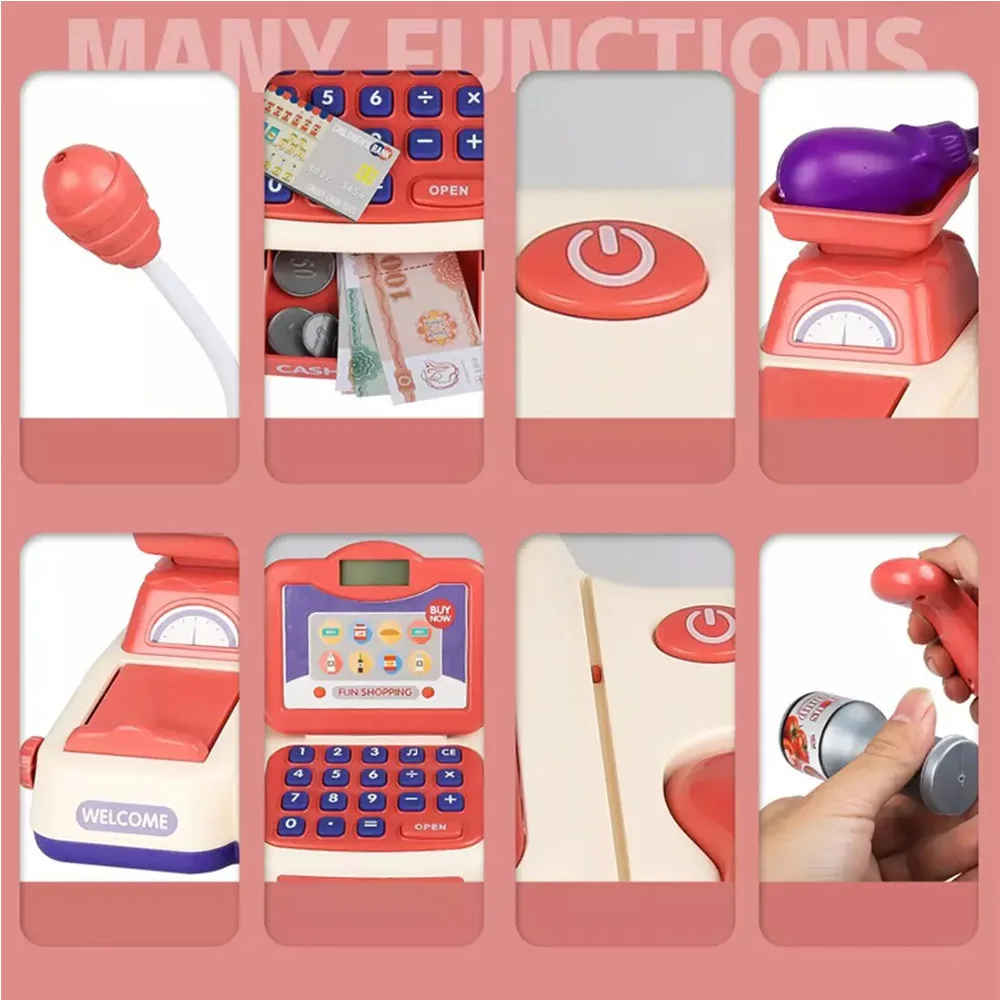 

Pretend Playing Cash Register Family Toys Simulation Supermarket Dining Table Luxury Cash Register Children'S Combination Set