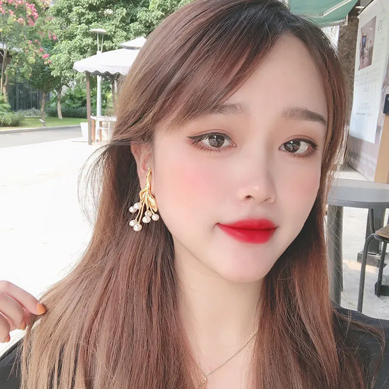 Женские серьги клипсы в стиле панк готика ретро с цветами жемчугом ювелирное