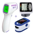 Пульсоксиметр SpO2, кислородный Пальчиковый оксиметрический + инфракрасный термометр, цифровой + тонометр для запястья Автоматический монитор артериального давления