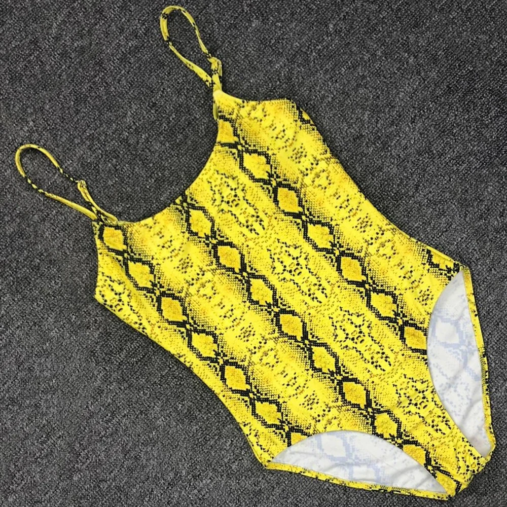 Леопардовый купальник Цельный женский сексуальный пуш ап Женский бандажный с