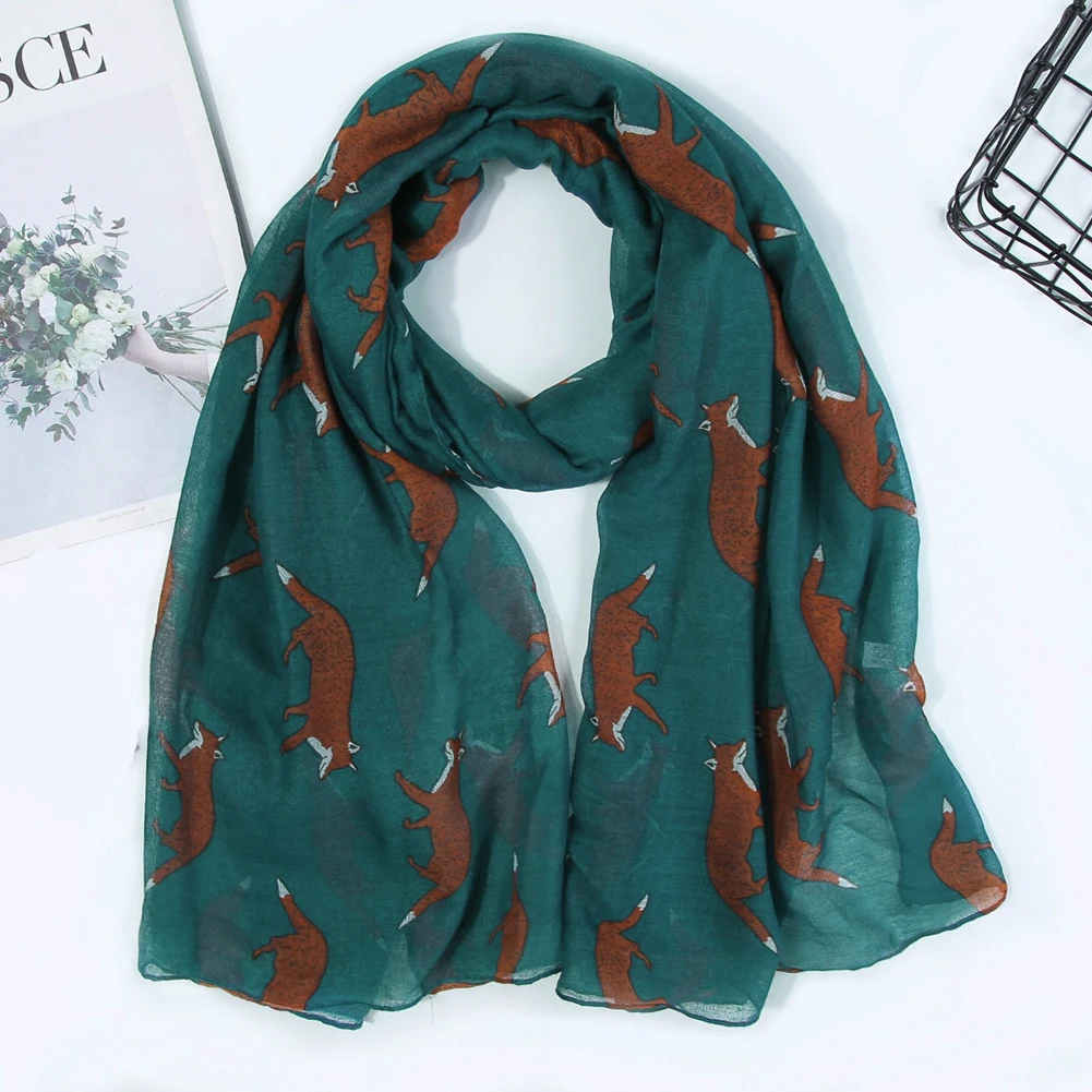 Теплый шарф для шеи с принтом лисы мягкий Многофункциональный Балийский Пряжа