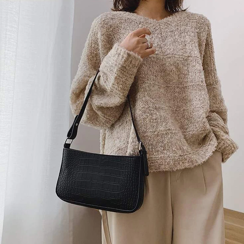 

Messenger Handbags Retro Alligator Pattern Women shoulder bags Flap New PU Leather Casual Solid crossbody bags for women Bolsas