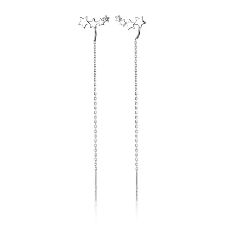 

Korean 3 Star Gradient Five-pointed Star Long Tassel Earrings Temperament Super Beautiful Meteor Ear Line Earrings for Women