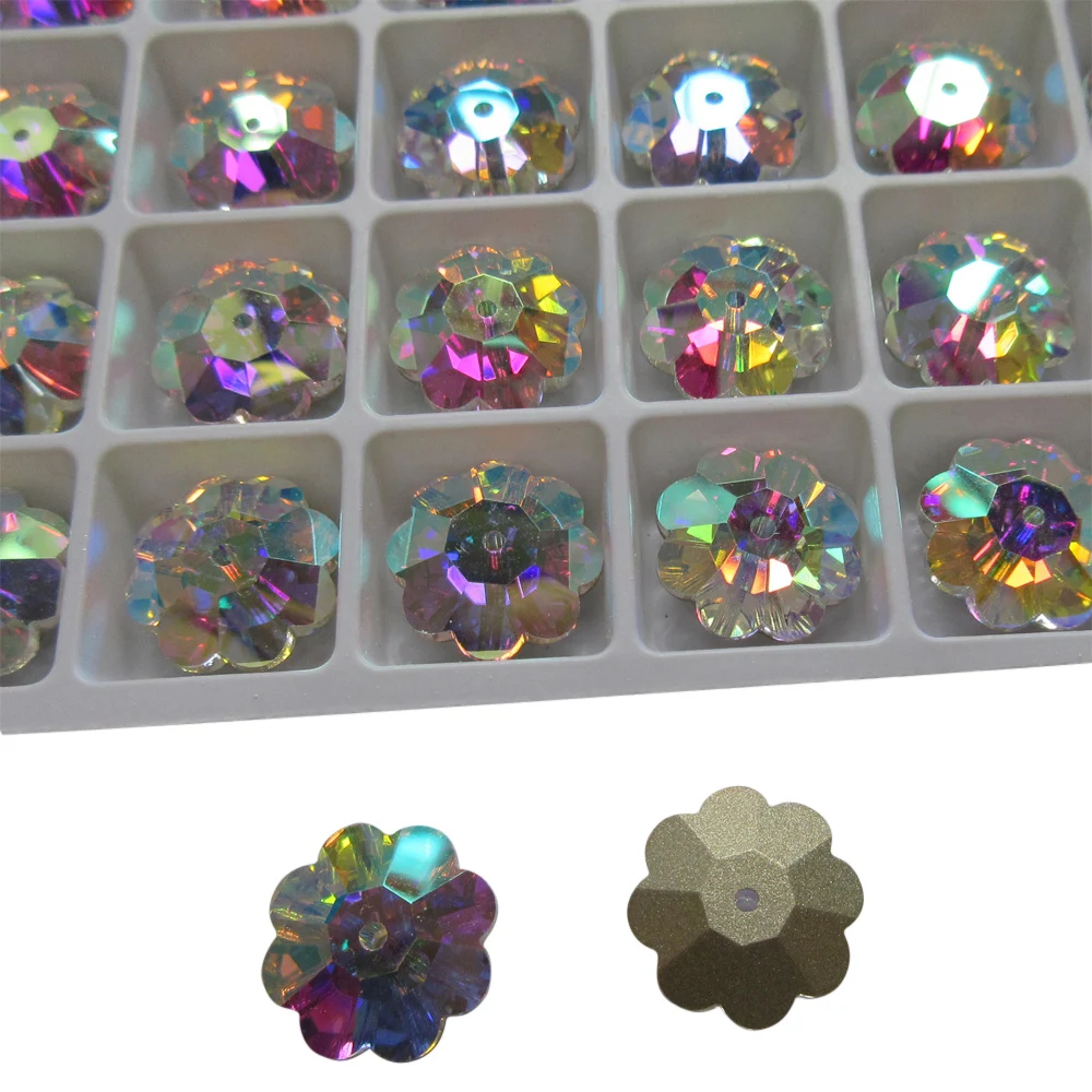 Кристалл AB Маргарита камни стеклянные стразы пришить с плоской задней стороной