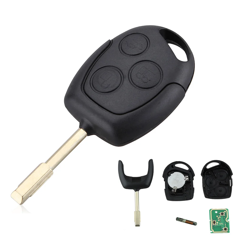 

433 MHZ 3 Button ABS Remote Entry Key Fob with Chip Fit for Ford Mondeo / Fiesta / Focus / KA / Transit / K2 2002-2012