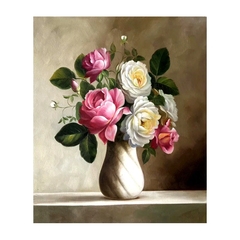 Kopen Kowell 100% Handgeschilderd Klassieke Bloem Olieverfschilderij Art Gift Home Decor Woonkamer Muur Art Frameloze Foto