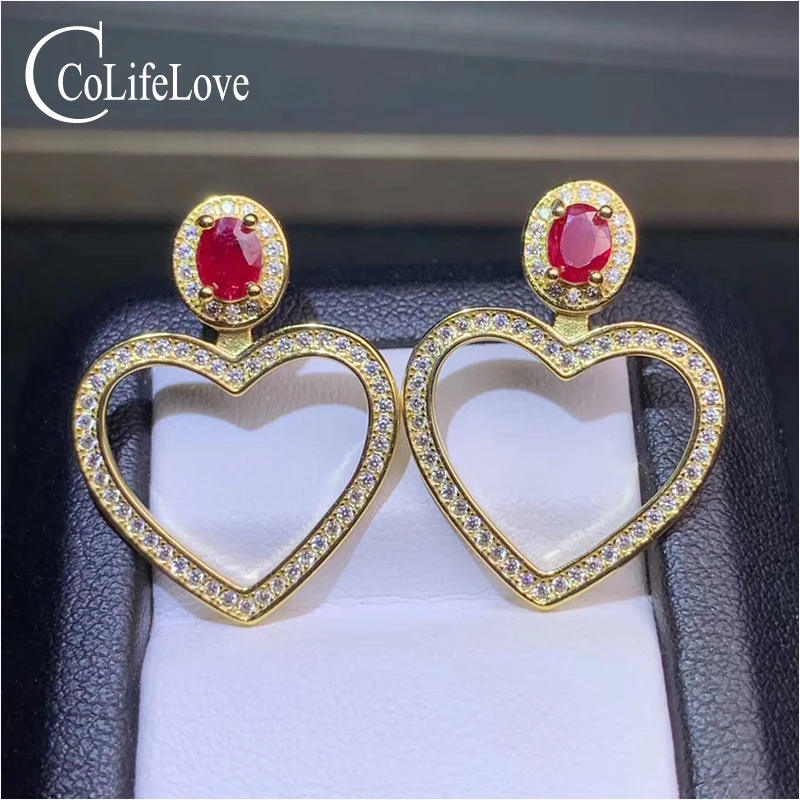 

Ювелирные изделия colife модные серьги в форме сердца для свадьбы 4*5 мм Природный Африканский Рубин Висячие серьги 925 серебро Рубин Ювелирные и...