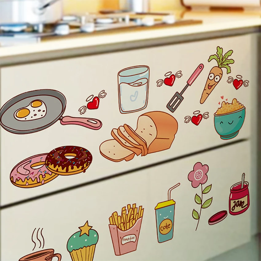 Food Pattern Wall Sticker - Self Adhesive Vinyl Decal for Kitchen Decor and Home Wall Decoration - Removable image 3