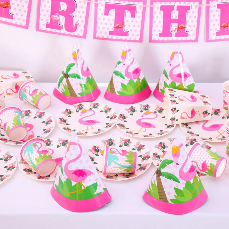 Одноразовая посуда в виде фламинго для детей 10 видов|Одноразовая вечеринок| |