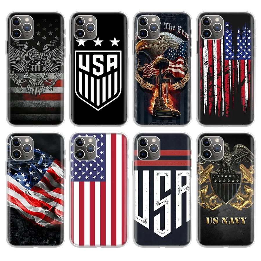 Чехол для телефона с американским флагом США iphone SE 5 5S 6G 6Plus 7 8 8Plus 11 Pro X XS XR MAX мягкий