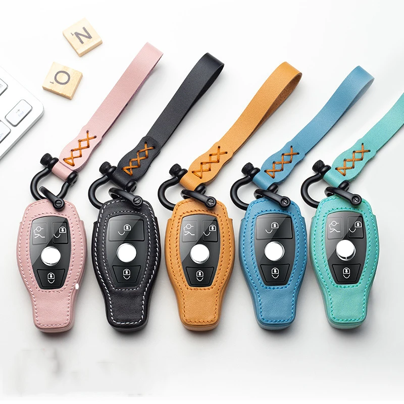 

High Quality Car Key Case for Mercedes-Benz 2019 C-Class E-Class E300L/A-Class E300L Leather Key Case Buckle Shell Decoration