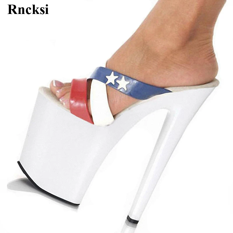 

Rncksi New 20cm Fashion 8 Inch High Heel Shoes Sexy Women Slippers Peep Toe Dance Clubbing Pole Dance Party Shoes Slippers