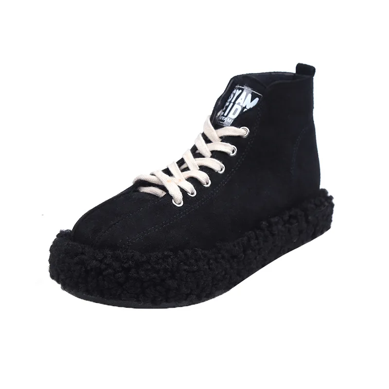 

SHOFORT Winter Cotton Shoes 2020 Fashion Leopard Platform Sneakers Women Short Plush Warm Thicken Lace-up Casual Shoes Woman