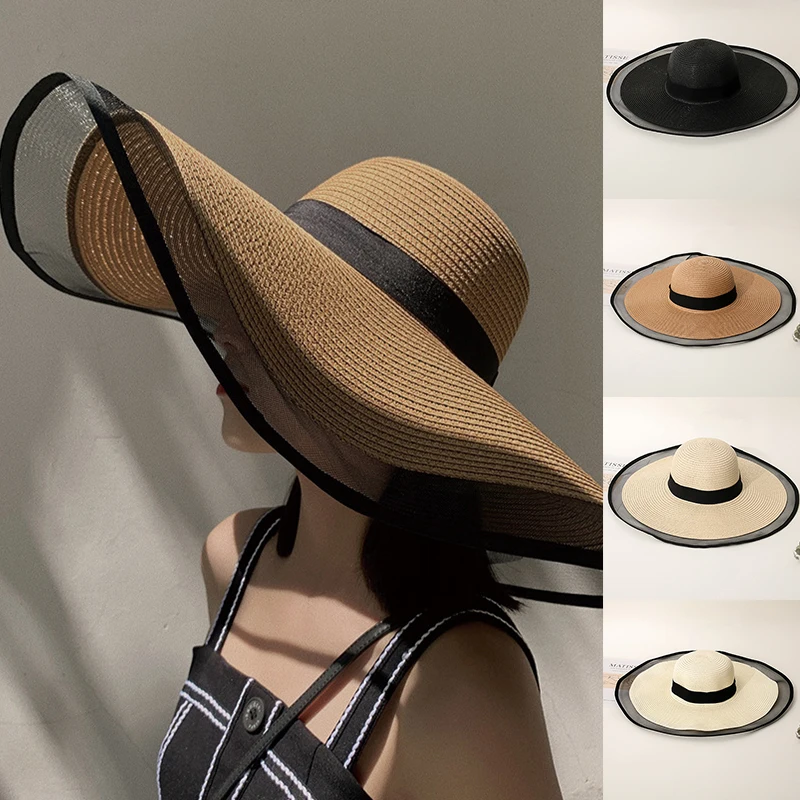 

Women Sun Hat Summer UV Protection Straw Hat Sun Straw Hat Beach Cap for Travel Beach H9