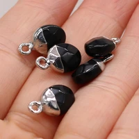 5 pcs natural semi precious stone pendants black agate for diy jewelry making high quality gift handmade accessories