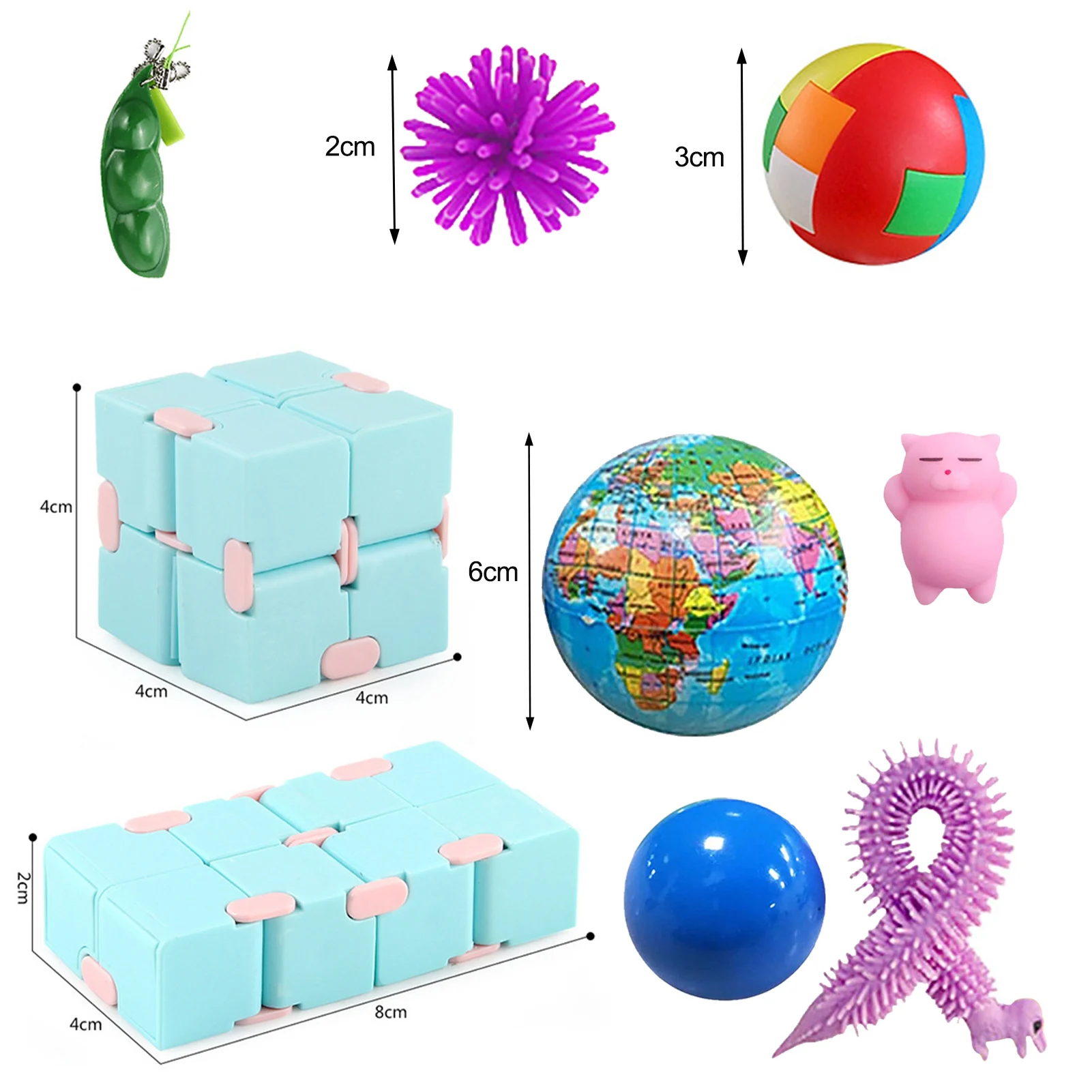 

21pcs Fidget Squeeze Toys Squishy Set Stress Sensory Toys For Kids Or Adults Birthday Gifts Funny Infinite Cube Fidget Bean Toys