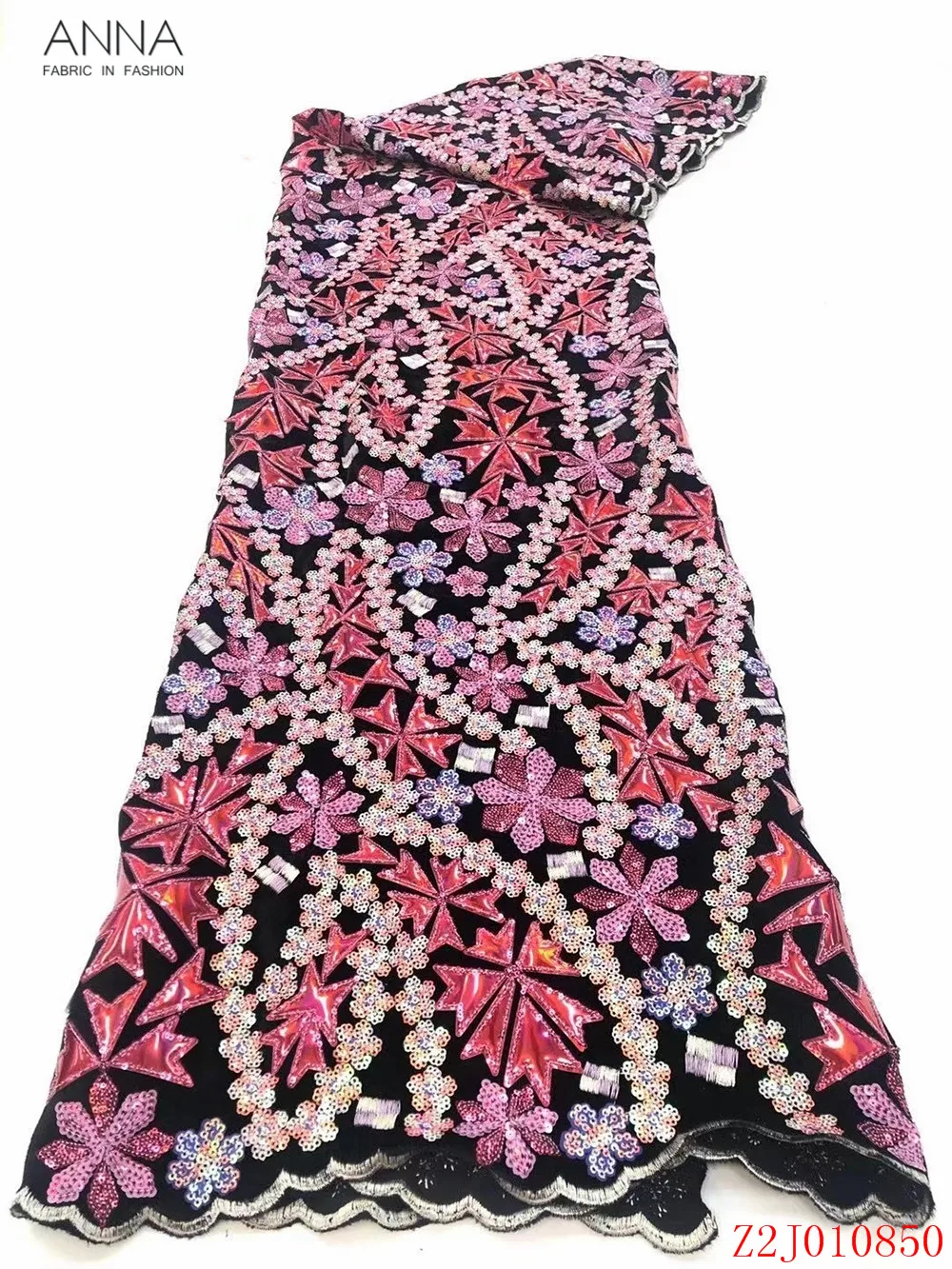 

Anna latest african mesh lace velvet fabric 5 yards/piece 2021 high quality embroidery french sequins lace nigerian mesh fabrics