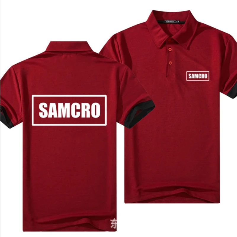 

Brand for SAMCRO Polo Shirt Men Cotton Short Sleeve Tee Shirts Mens Casual Summer Breathable Solid Color Polos shirt