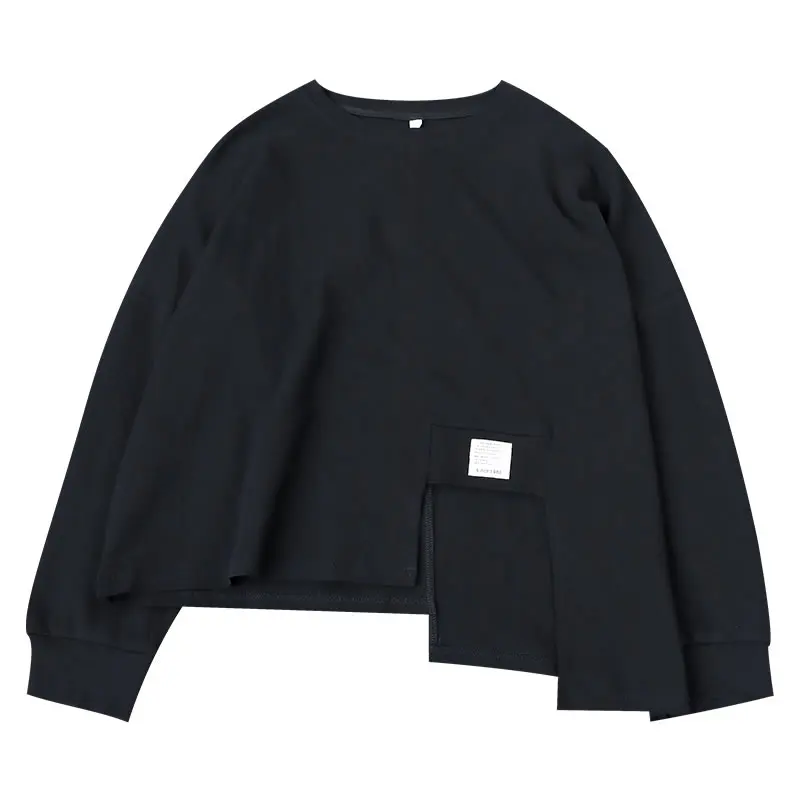 

XITAO Black Sweatshirt Fashion New Women Pullover Irregular Full Sleeve Goddess Fan Casual Style Loose Sweatshirt WMD1956