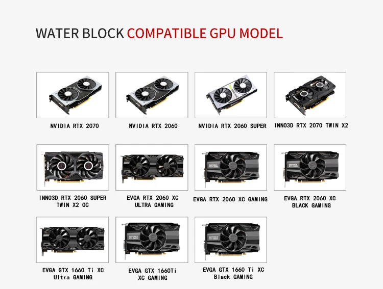 Курган водного блока использовать для NVIDIA RTX2070 Founders Edition/Reference Edition/EVGA 2060/GTX1660Ti полное покрытие GPU Блок D-RGB 3PIN
