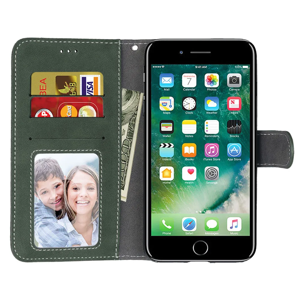 

Fashion Matte 3 Card Holder Wallet PU Leather Flip Magnetic phone Case Cover for Iphone 7 Plus 8 Plus