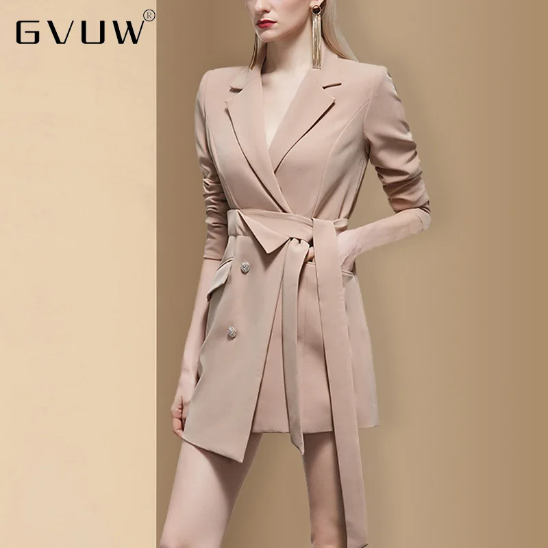 

Женский двубортный Блейзер GVUW средней длины, Зимний дизайнерский Блейзер неправильной длины, одежда для двора, 2021