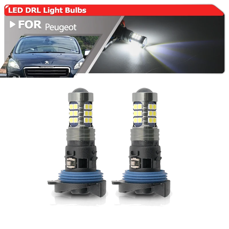 

For Peugeot 3008 5008 2009 2010 2011 2012 2013 2014 2015 2016 Canbus Error Free HP24W 6216F6 Front Led DRL Daytime Light Bulbs