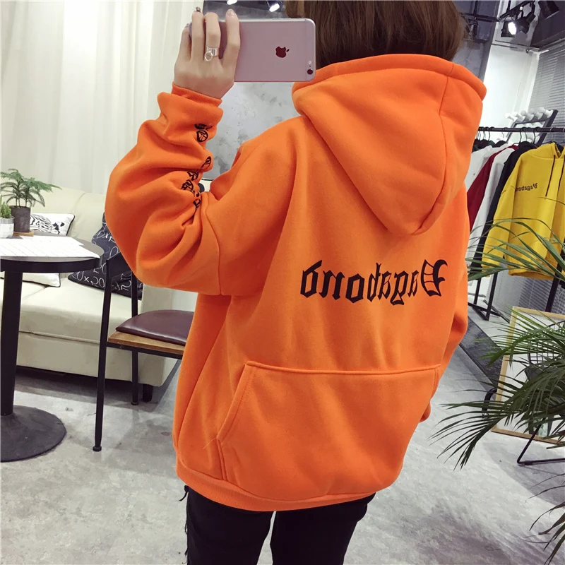 

Женские бархатные толстовки с капюшоном на осень и зиму, Свободные повседневные толстовки Harajuku ZX750