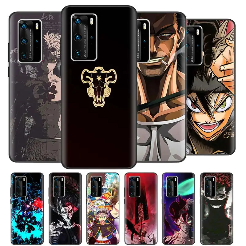 Чехлы с изображением черного клевера для Huawei P20 P30 Pro P40 Lite E P Smart Z Plus 2019 черный