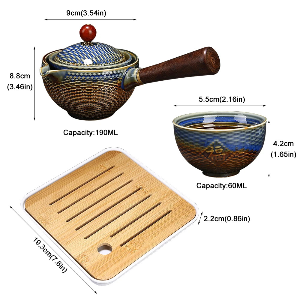 

Exquisite Ceramic Teapot With Wooden Handle Handmade Tea Pot Cup Set Chinese Tea Ceremony Unique Gift Gung Fu Tea Cup Teaware