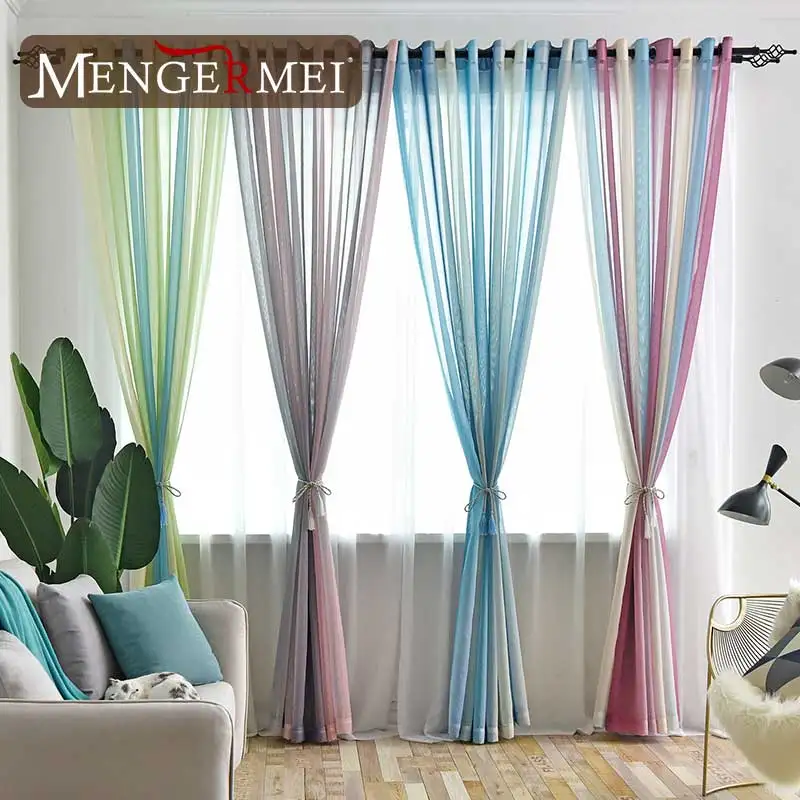 MENGERMEI цветная Радужная занавеска для гостиной столовой простые тюлевые оконные