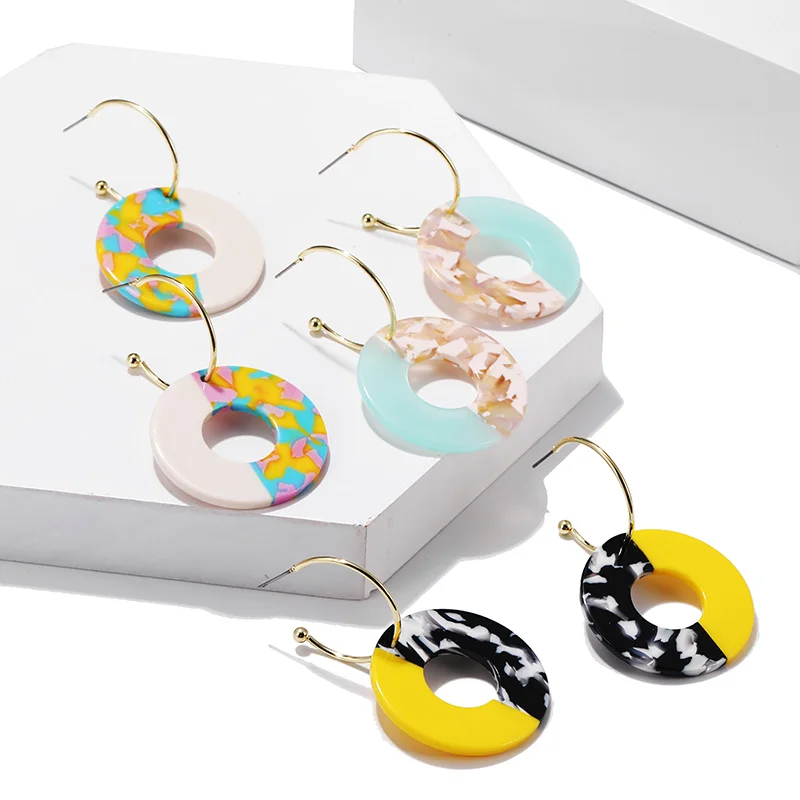 Новые богемные акриловые серьги для женщин 2020 эффектные круглые цветные