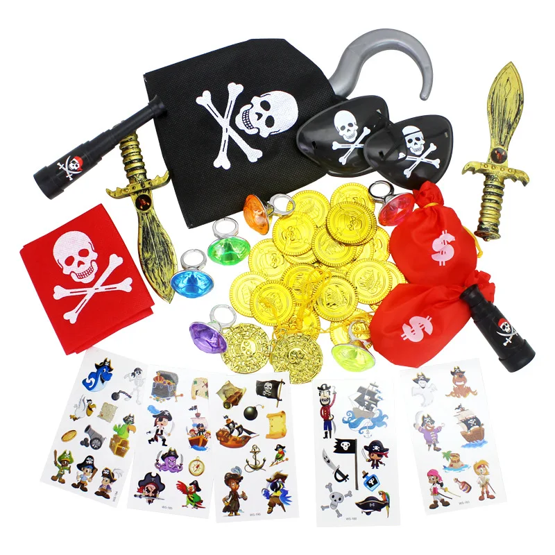

Children's Pirate Party Set Toys Masquerade Decoration Props telescope Pirate Tattoo Stickers for Birthday Party Supplies Kids
