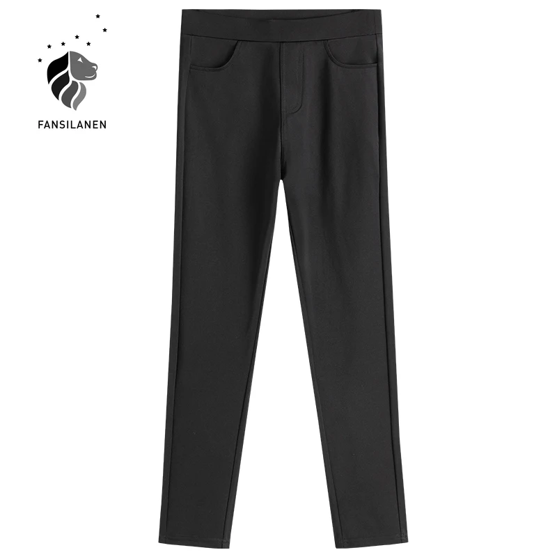

FANSILANEN Black High Stretch Leggings Women's Outer Wear Barbie Pants Summer Thin Shark Pants Skinny Pants Leggings Women