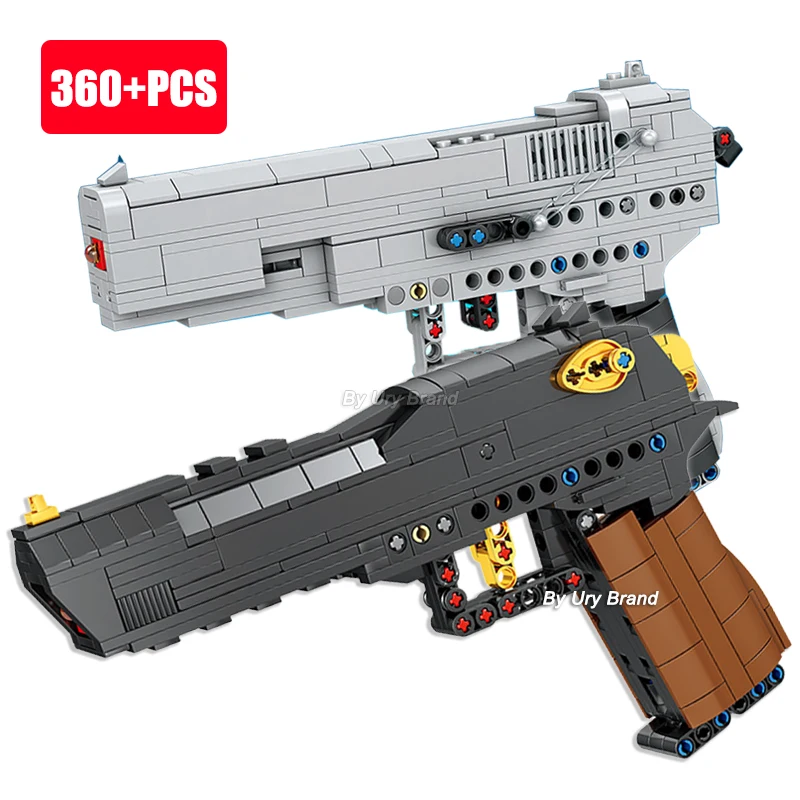 

Technical Series Gun Handgun Pistol Can Fire Bullets Set Desert Eagle Assembly DIY Model Building Blocks Toys For Kids Boys Gift