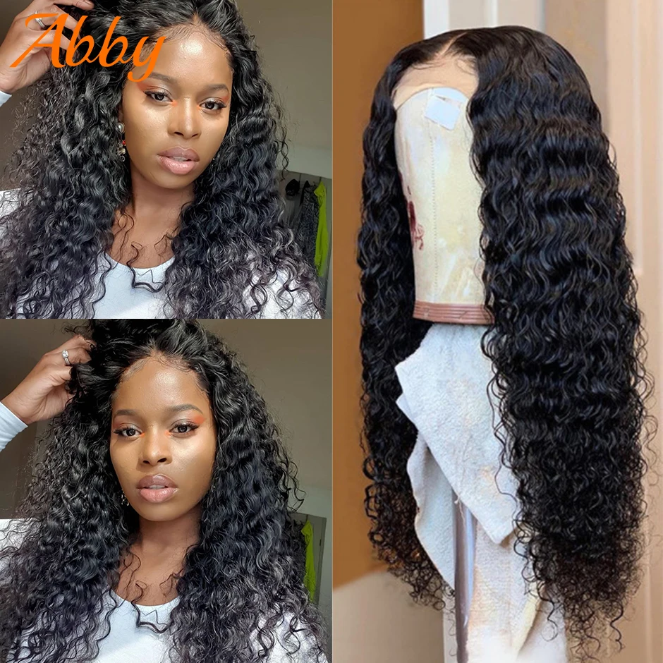 

Mongolian Deep Wave Lace Closure Wigs For Women 4x4 5x5 Lace Closure Human Hair Wigs PrePlucked Hairline Remy Hair