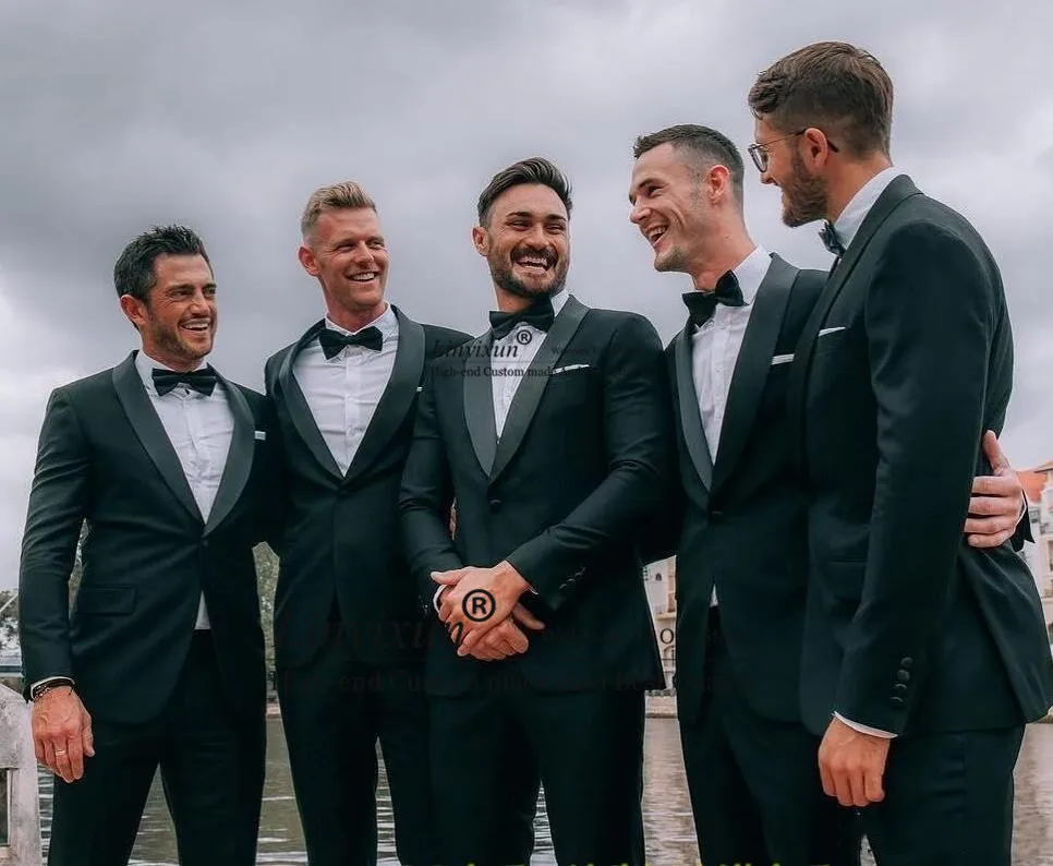 

2019 Dark Green Men Suits Shawl Lapel Two Piece One Button Custom Made Wedding Groom Tuxedos costume homme