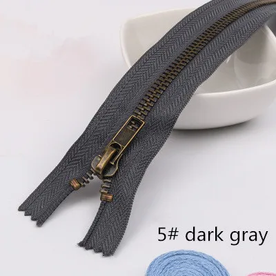 5 dark gray 5 шт. Meetee 3#5#20 см закрытые Металлические молнии бронзовые зубы для карманных брюк сумка портной DIY Швейные Инструменты Аксессуары для одежды - Цвет: 5 dark gray