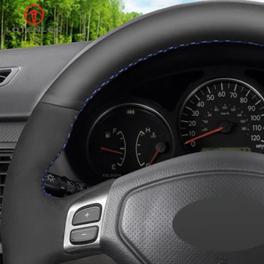 

LQTENLEO Black Leather Suede Steering Wheel Cover For Subaru Forester 2004-2007 Outback 2004-2007 Legacy Impreza WRX 2003-2007
