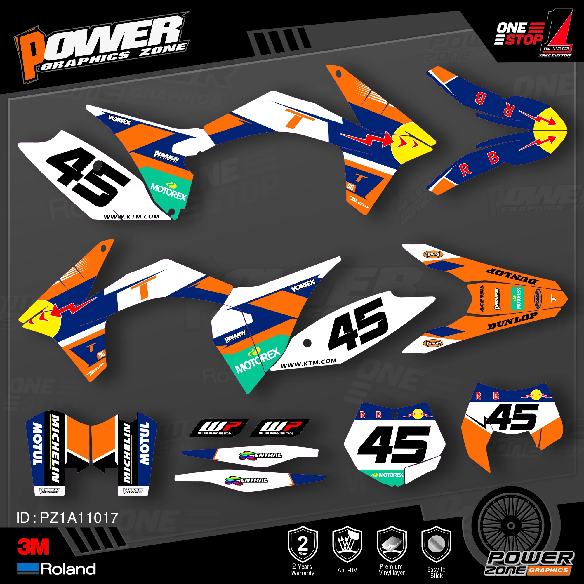 Персонализированные графические фоны PowerZone Team наклейки 3M Набор наклеек для KTM SX SXF
