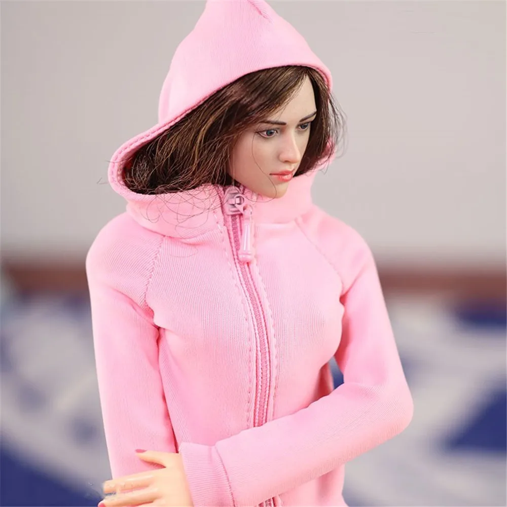 

1/6 Scale Female Figure Zipper Hoodie Sweatshirt fit 12" Action Figure Accessoory Doll Toys
