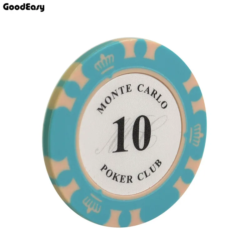 10 10 шт./компл. разноцветные фишки 14 г казино Baccarat Crown Monte Carlo дизайн глиняная Покерная фишка внутренняя металлическая с отделкой стикер - Цвет: 10