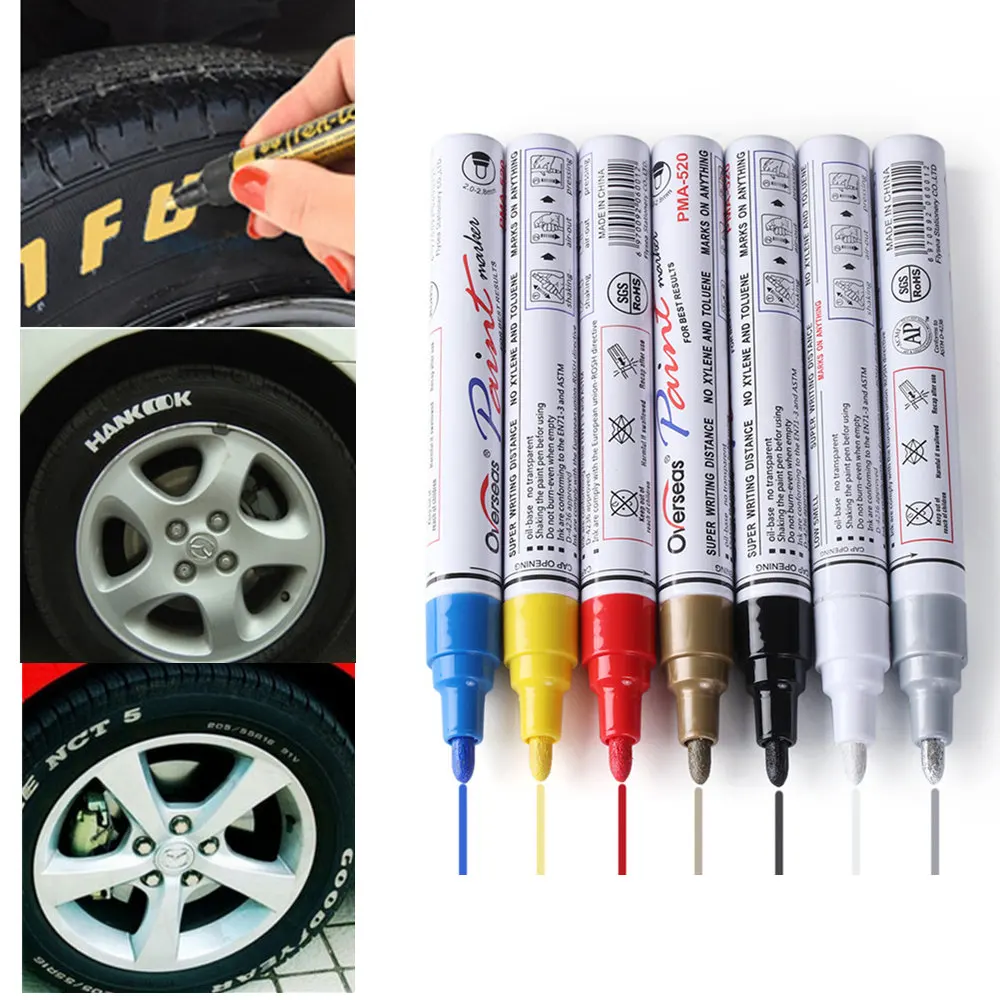 

Car Styling Colorful Waterproof Pen Car Tyre Tires Tread CD Metal Permanent Paint Markers Graffiti Oily Marker Pen 7PCS