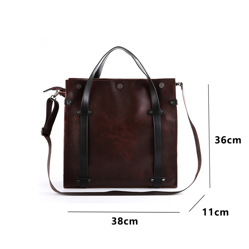 

Korean Version Pu Material Vintage Original Handbag Business Casual Bag Brown Temperament All-match Big Bag Man Dropshipping