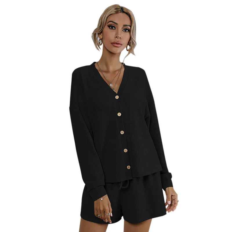 

Donsignet Women Shorts Outfits 2021 Autumn New Long Sleeve Suit Women's Knitting Jacket Shorts Two-piece Suit Two Piece Outfits