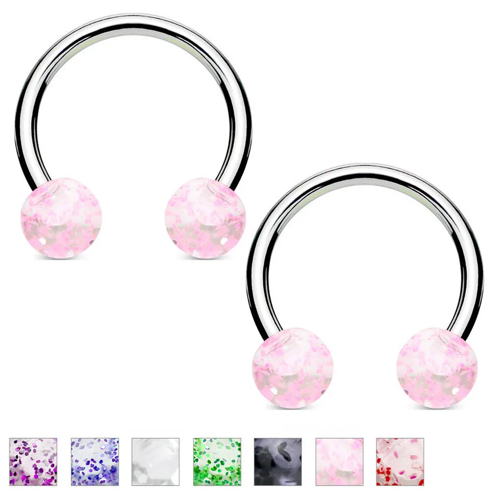 Поддельные пирсинг украшения для носа и тела женщин Подкова 7 шт блестящий шар