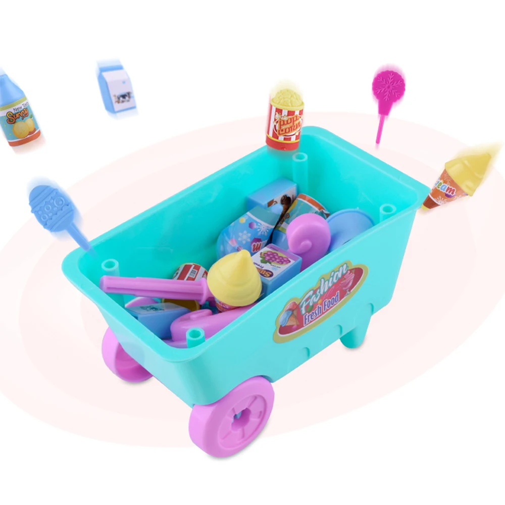 Simulation Small Ice Cream Carts Girl Mini Candy Cart Shop Pretend play Supermarket Children's Toys Playing Home Ice-cream House images - 6